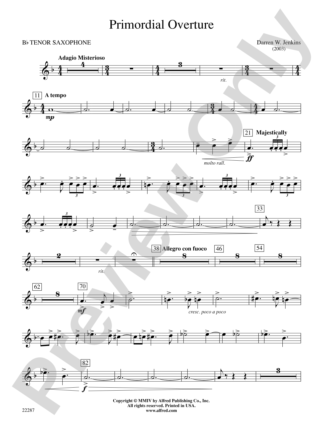 Primordial Overture: B-flat Tenor Saxophone