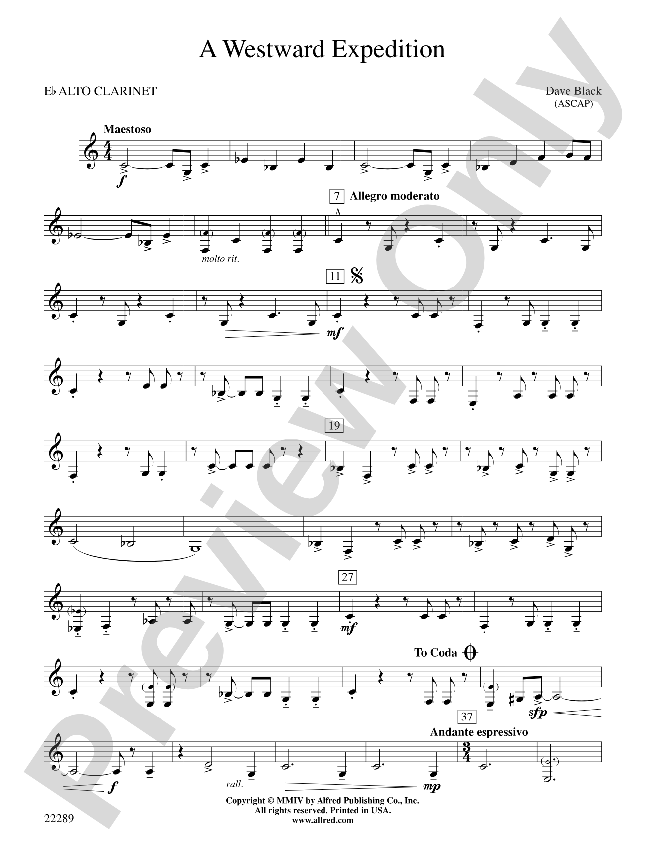 A Westward Expedition: E-flat Alto Clarinet