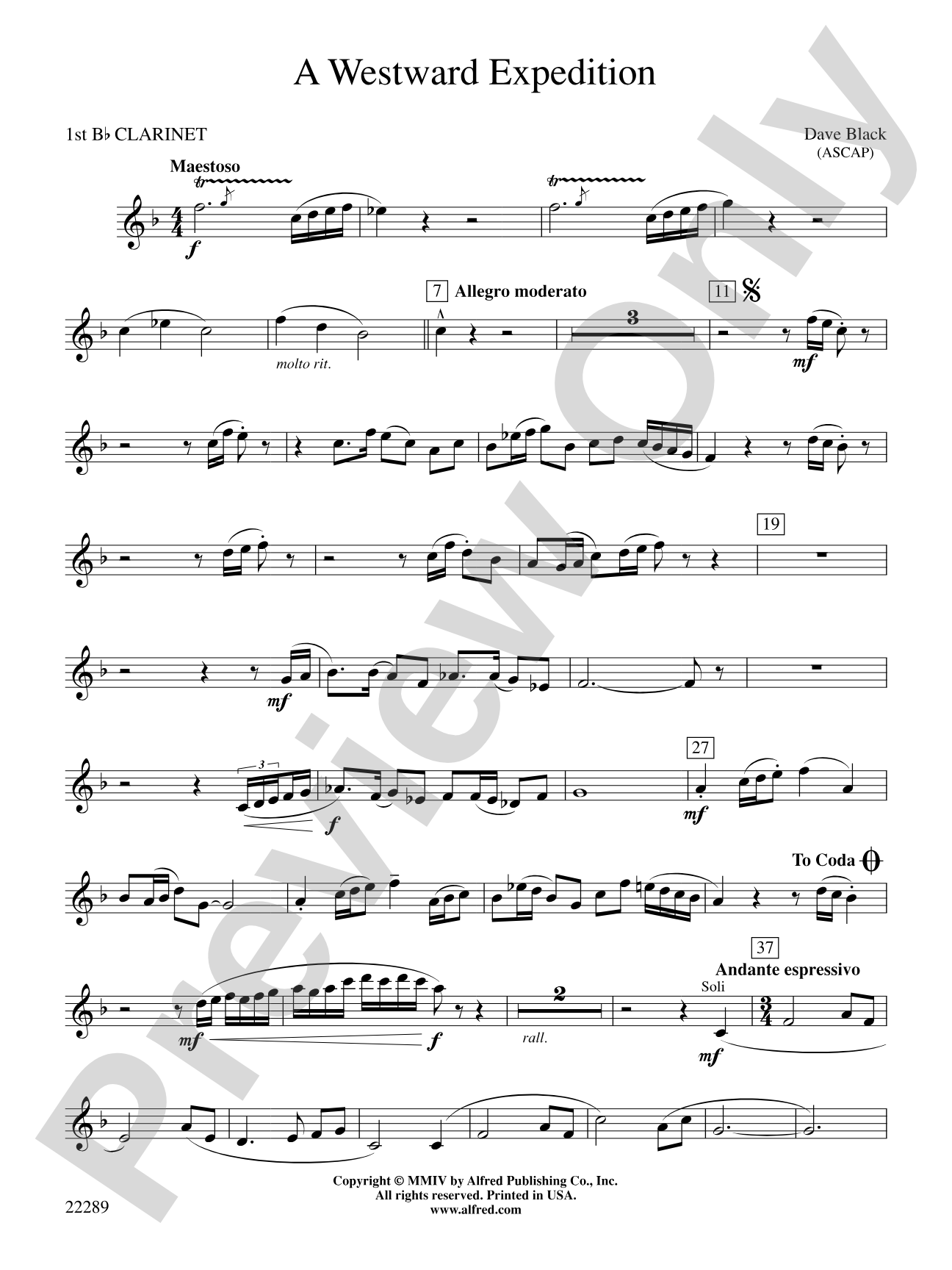 A Westward Expedition: 1st B-flat Clarinet