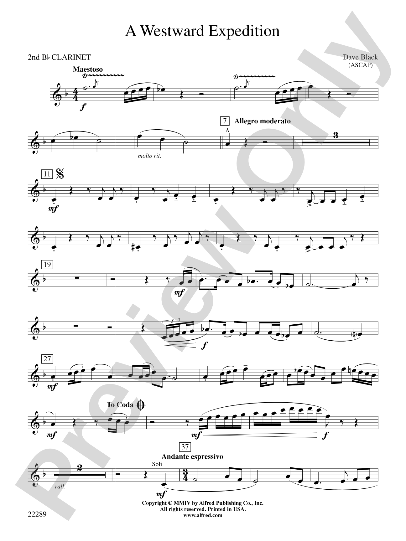 A Westward Expedition: 2nd B-flat Clarinet