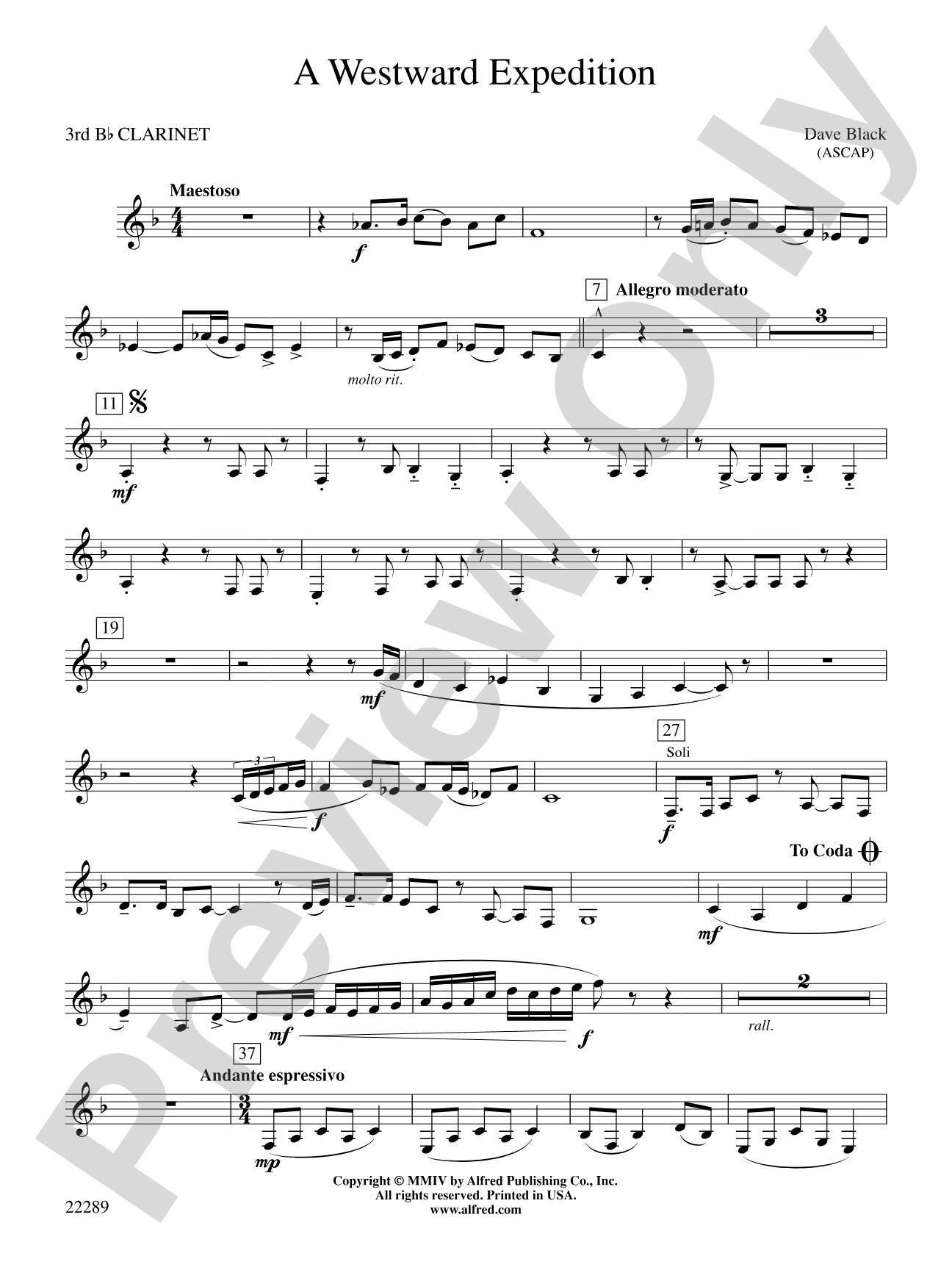 A Westward Expedition: 3rd B-flat Clarinet