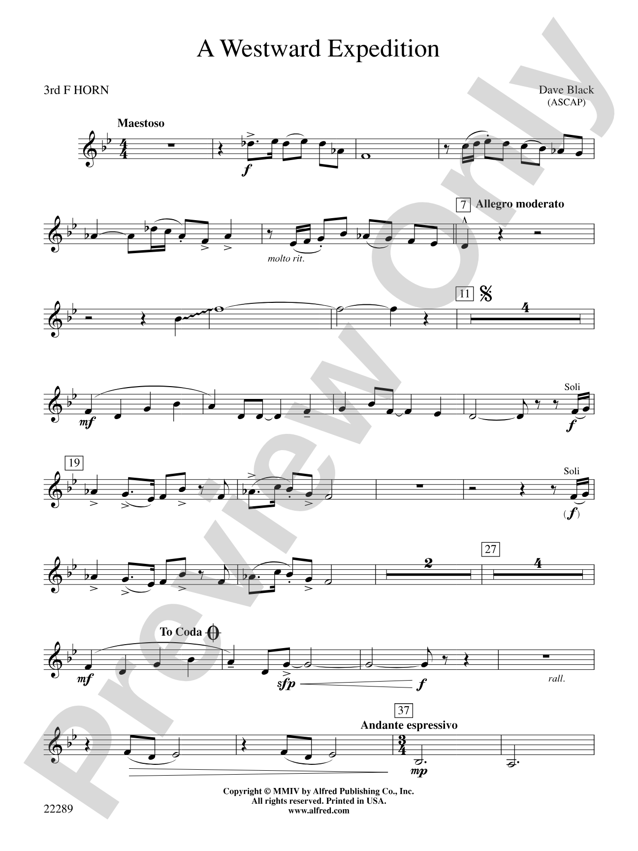 A Westward Expedition: 3rd F Horn