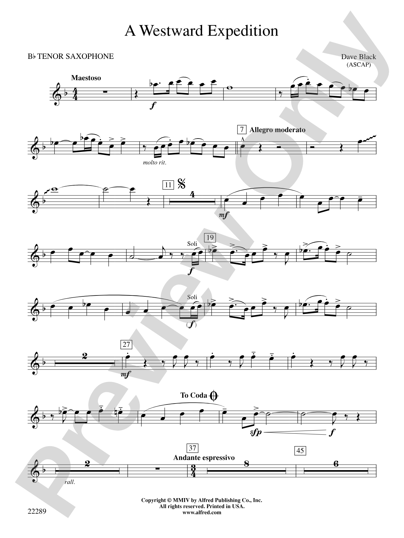 A Westward Expedition: B-flat Tenor Saxophone
