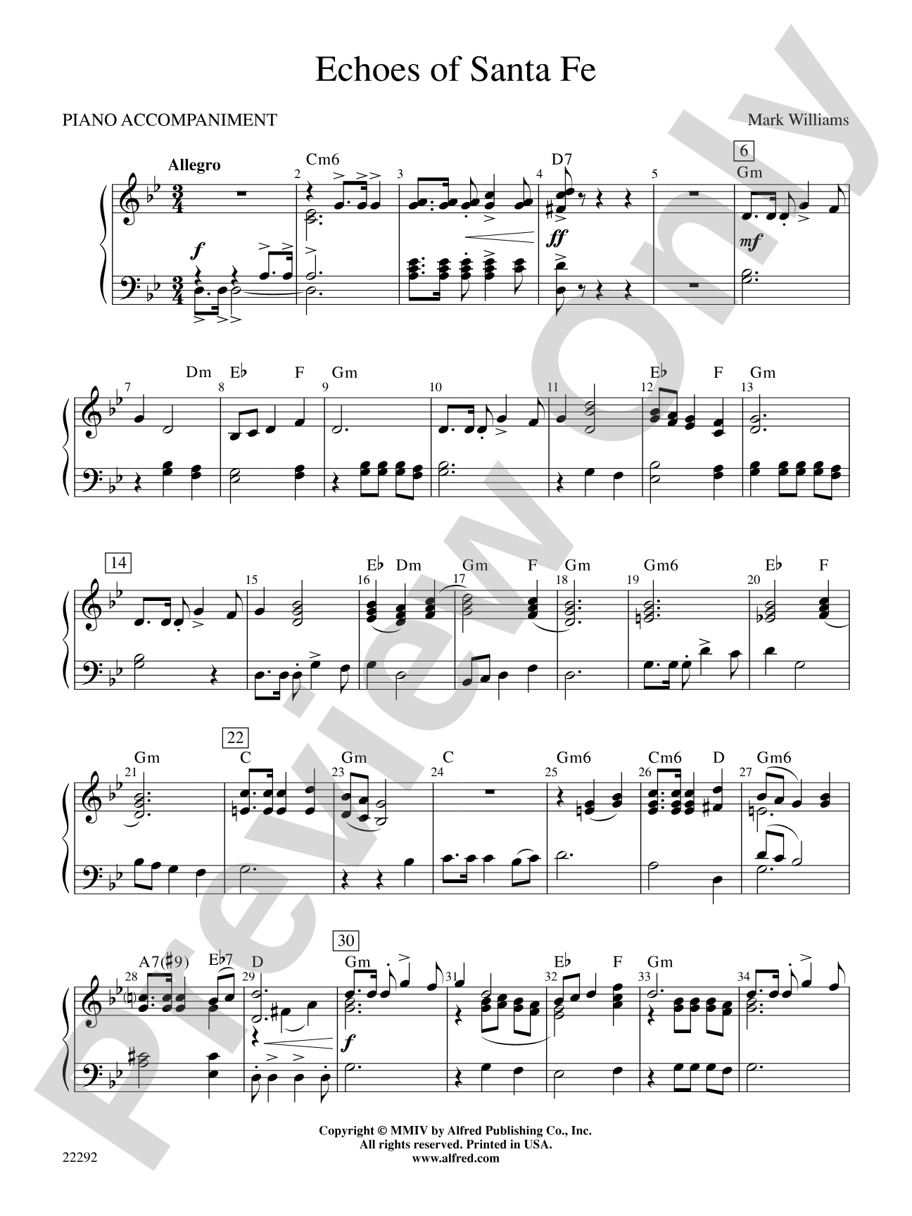 Echoes of Santa Fe: Piano Accompaniment
