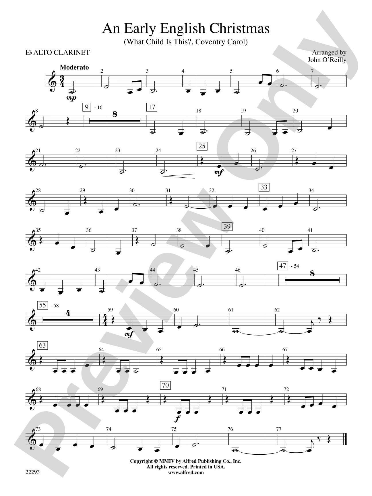 Early English Christmas: E-flat Alto Clarinet