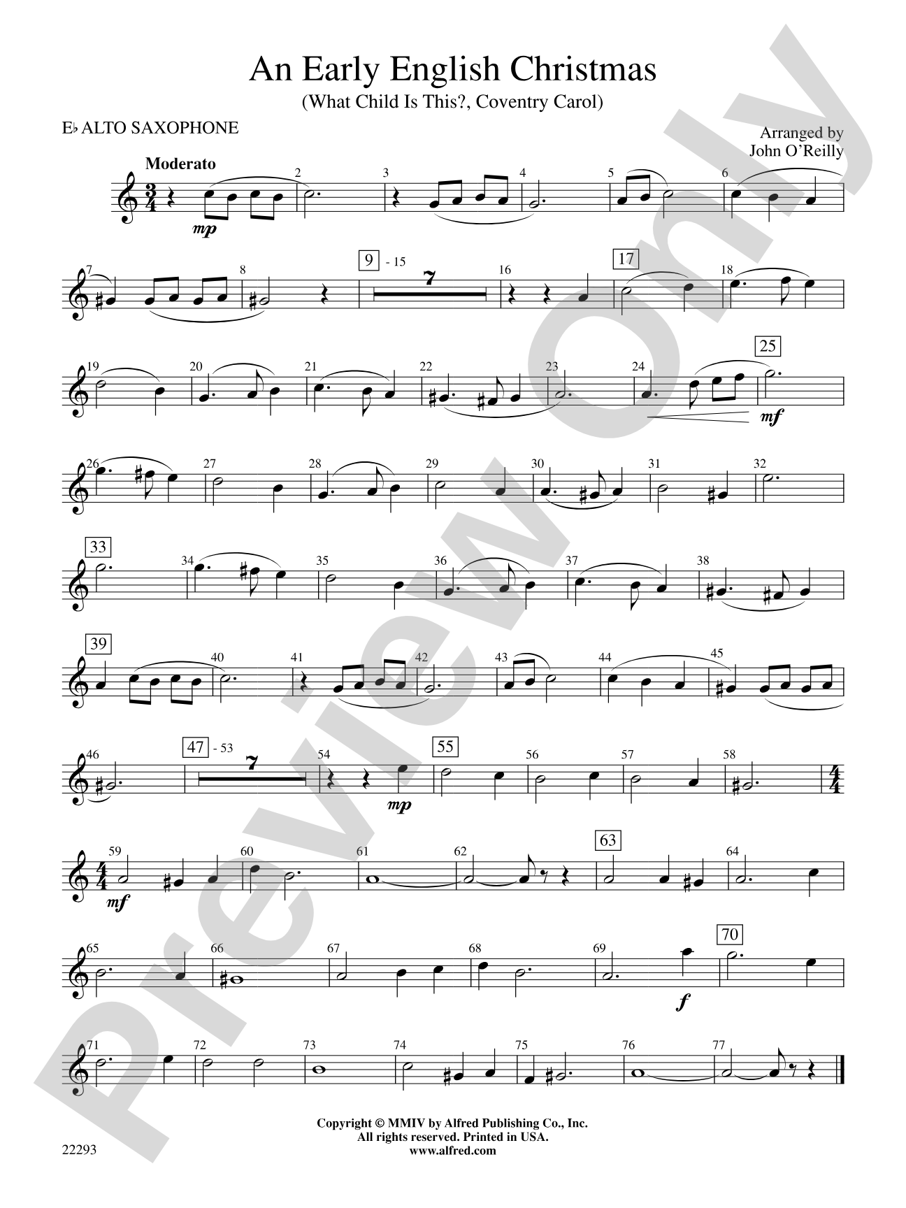 Early English Christmas: E-flat Alto Saxophone