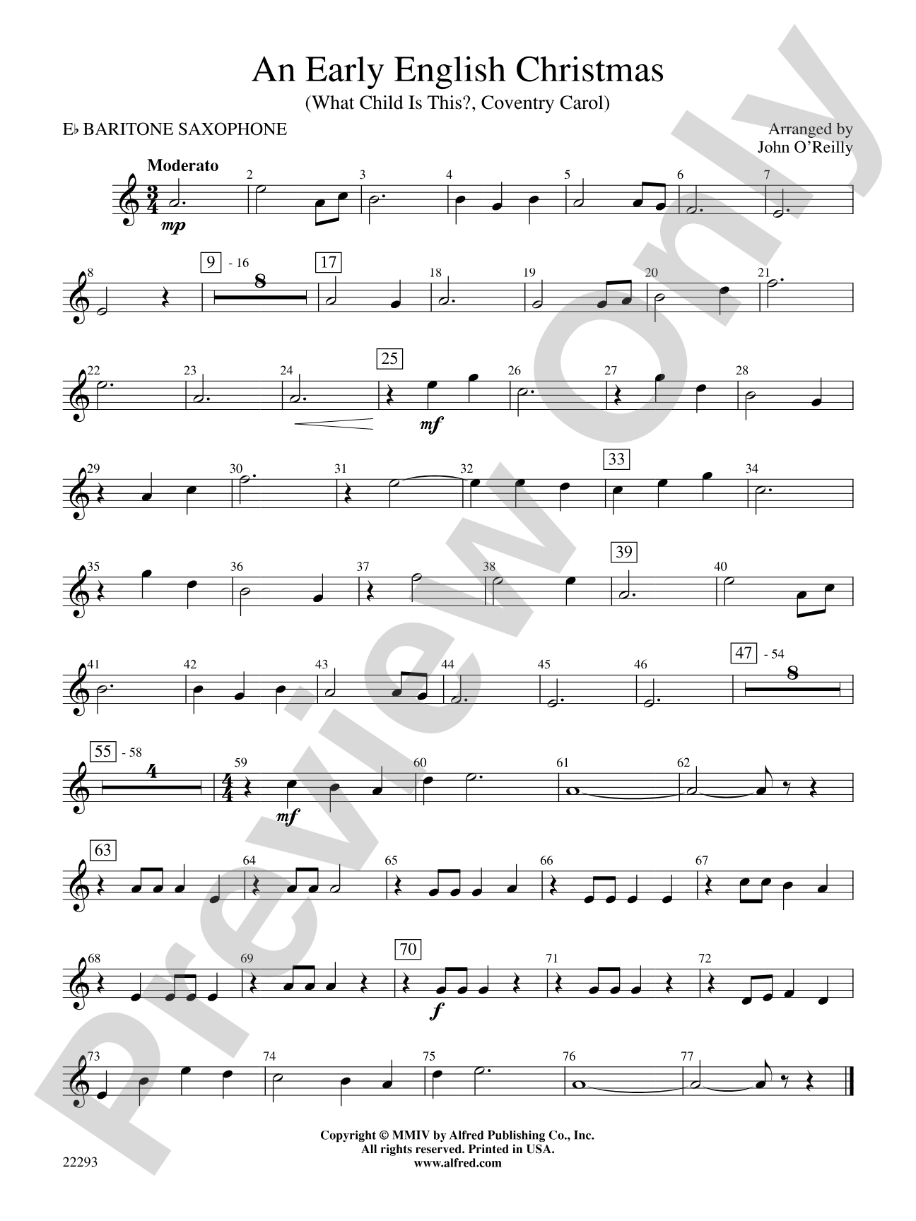 Early English Christmas: E-flat Baritone Saxophone