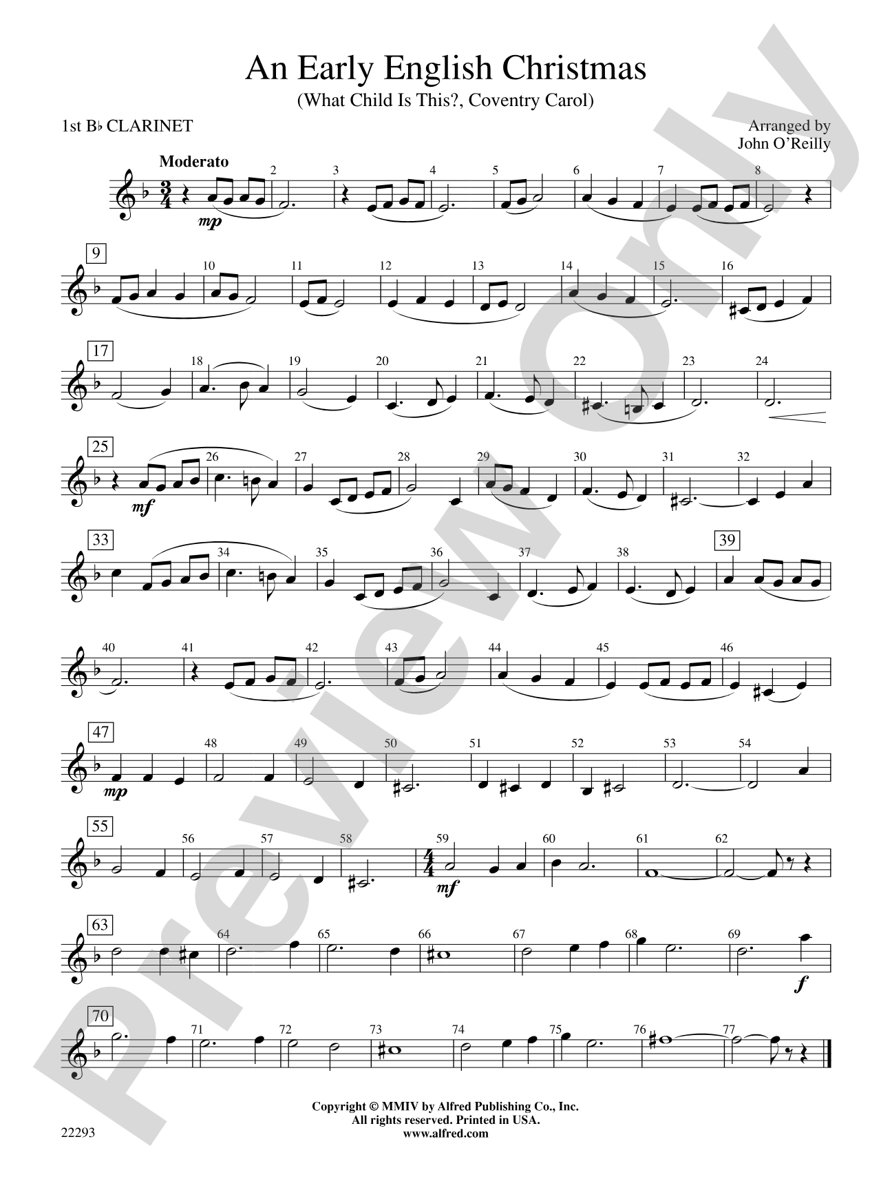 Early English Christmas: 1st B-flat Clarinet