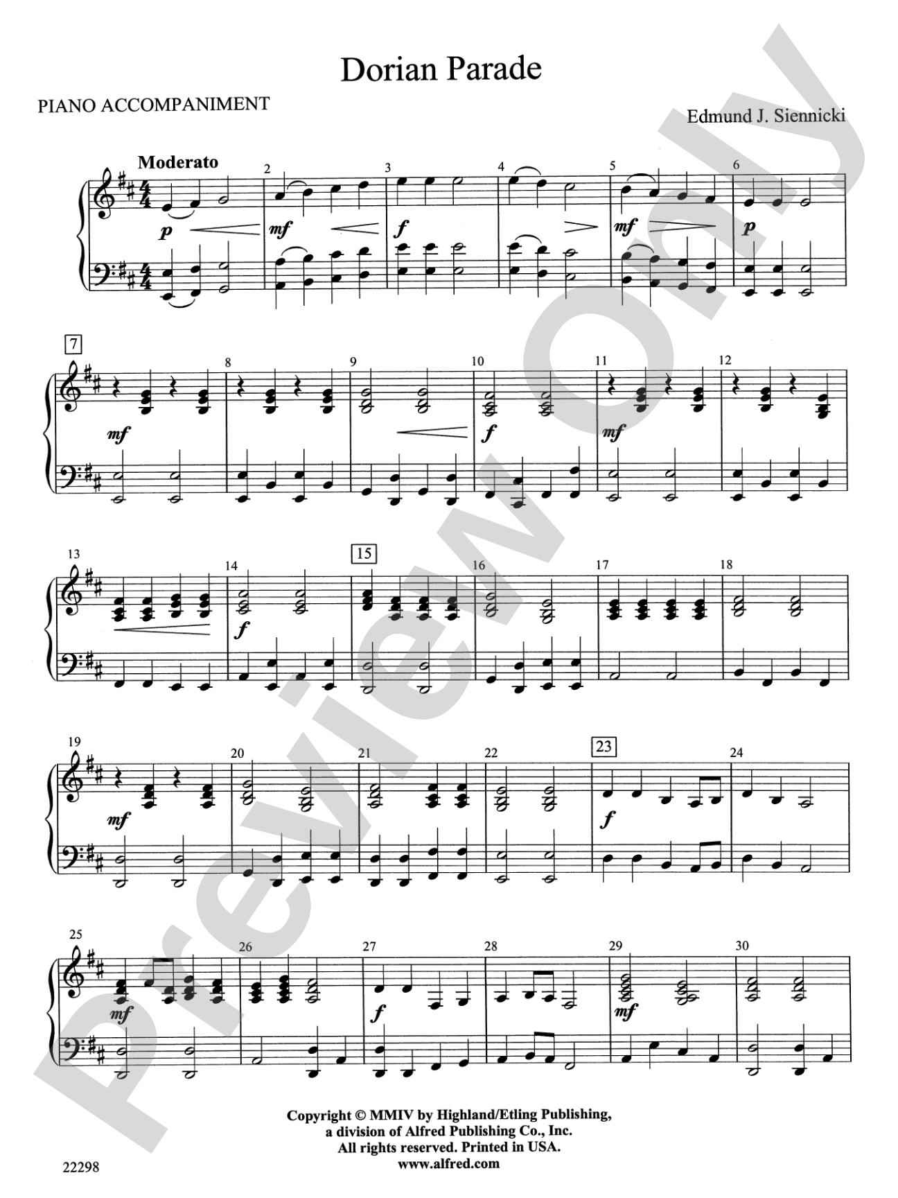 Dorian Parade: Piano Accompaniment