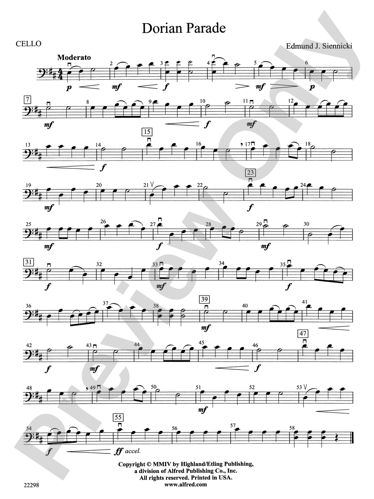 Dorian Parade: Cello