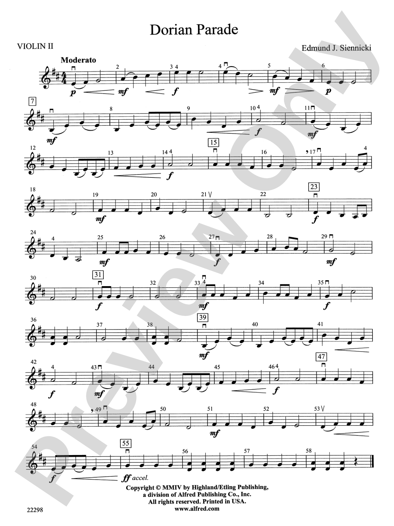 Dorian Parade: 2nd Violin