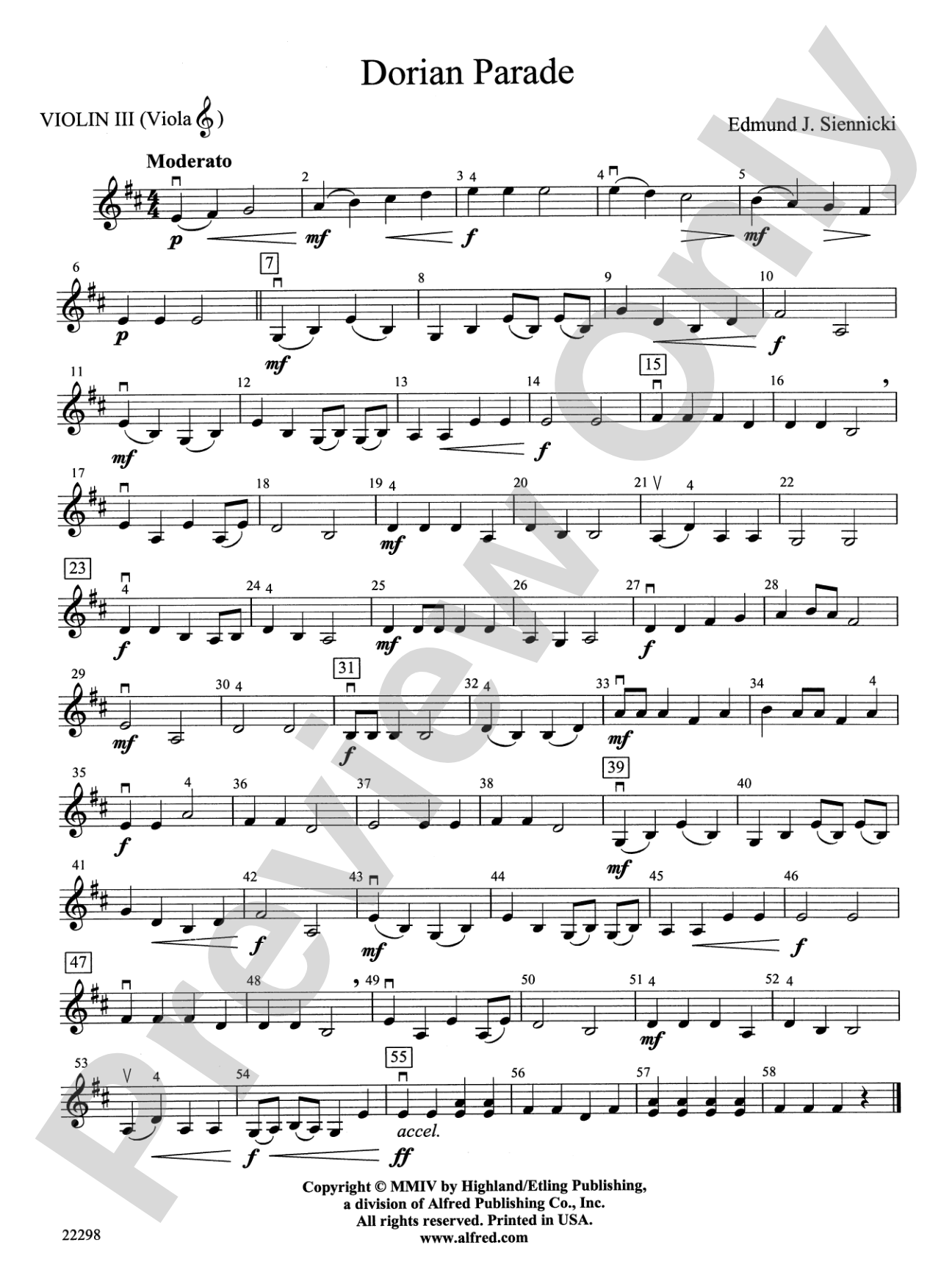 Dorian Parade: 3rd Violin (Viola [TC])
