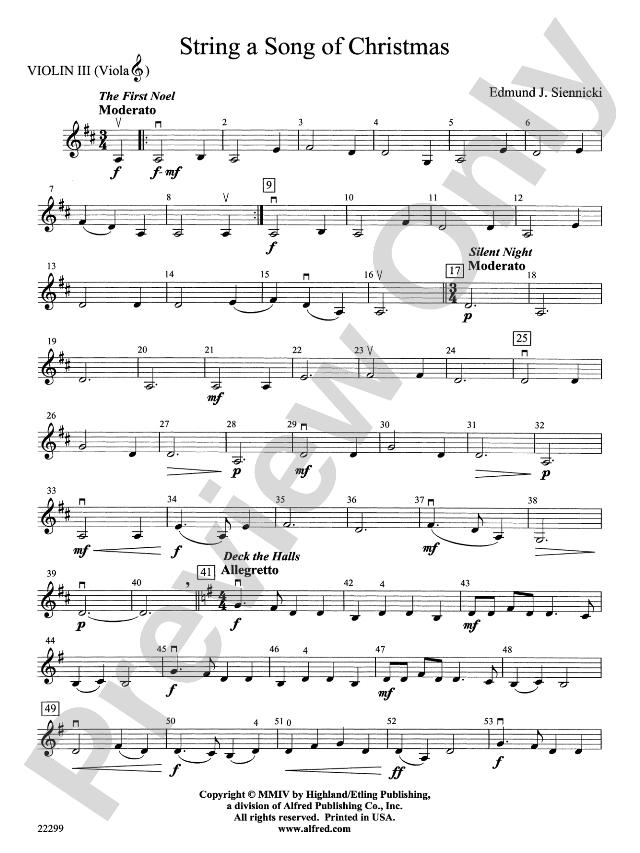 String a Song of Christmas: 3rd Violin (Viola [TC])