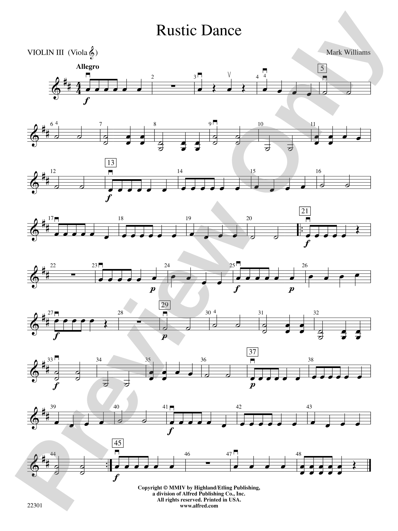 Rustic Dance: 3rd Violin (Viola [TC])