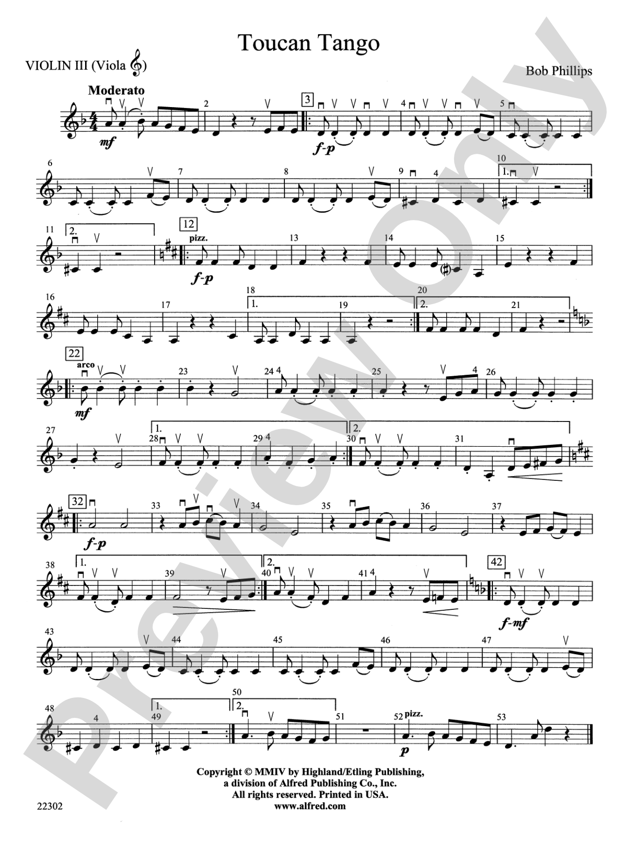 Toucan Tango: 3rd Violin (Viola [TC])
