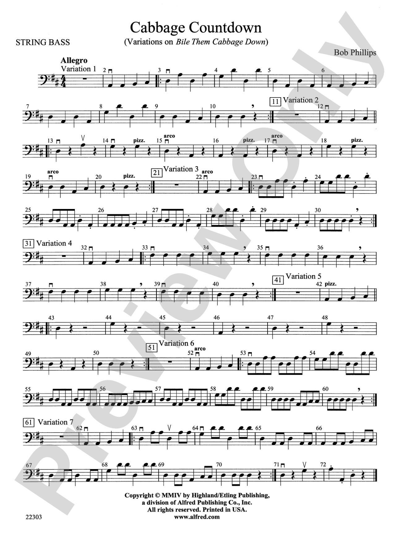 Cabbage Countdown: String Bass
