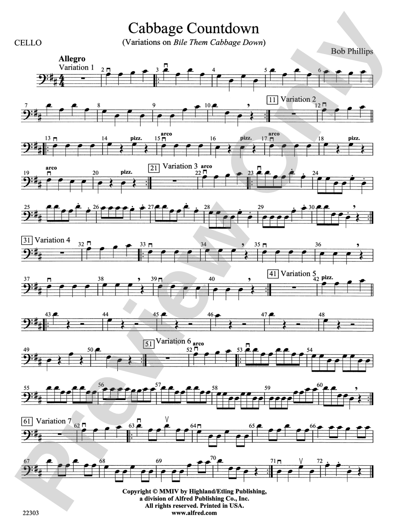 Cabbage Countdown: Cello
