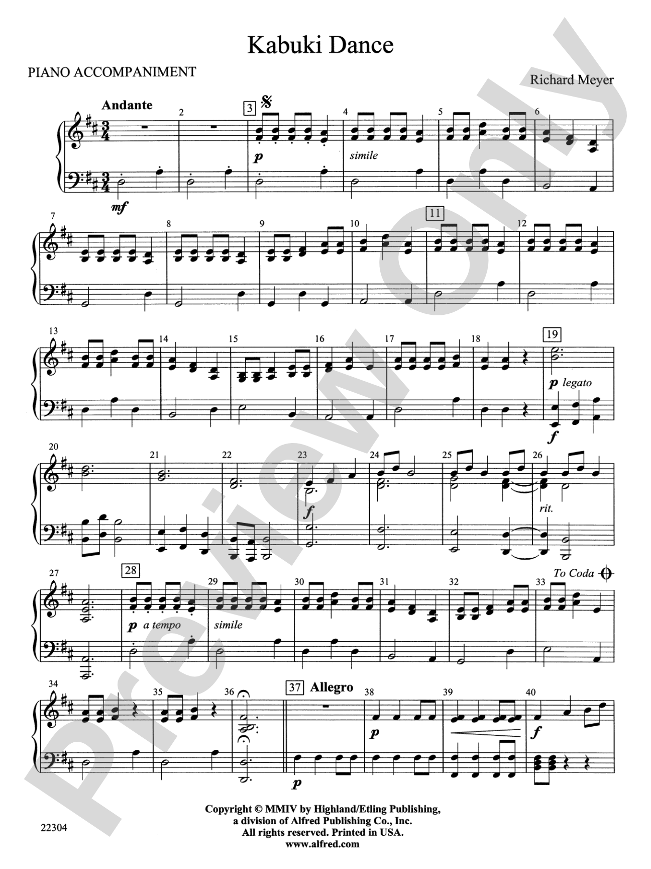 Kabuki Dance: Piano Accompaniment