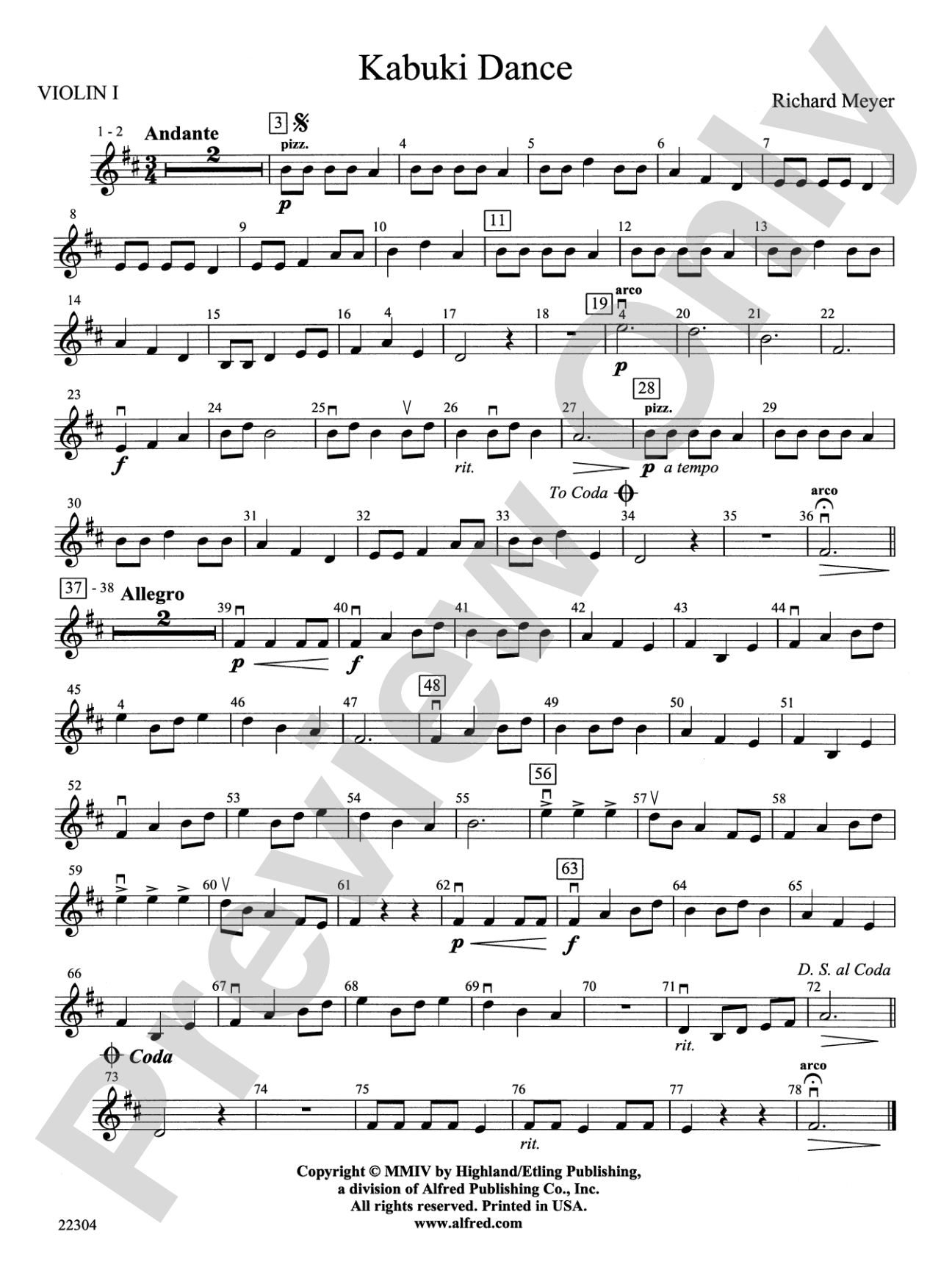 Kabuki Dance: 1st Violin