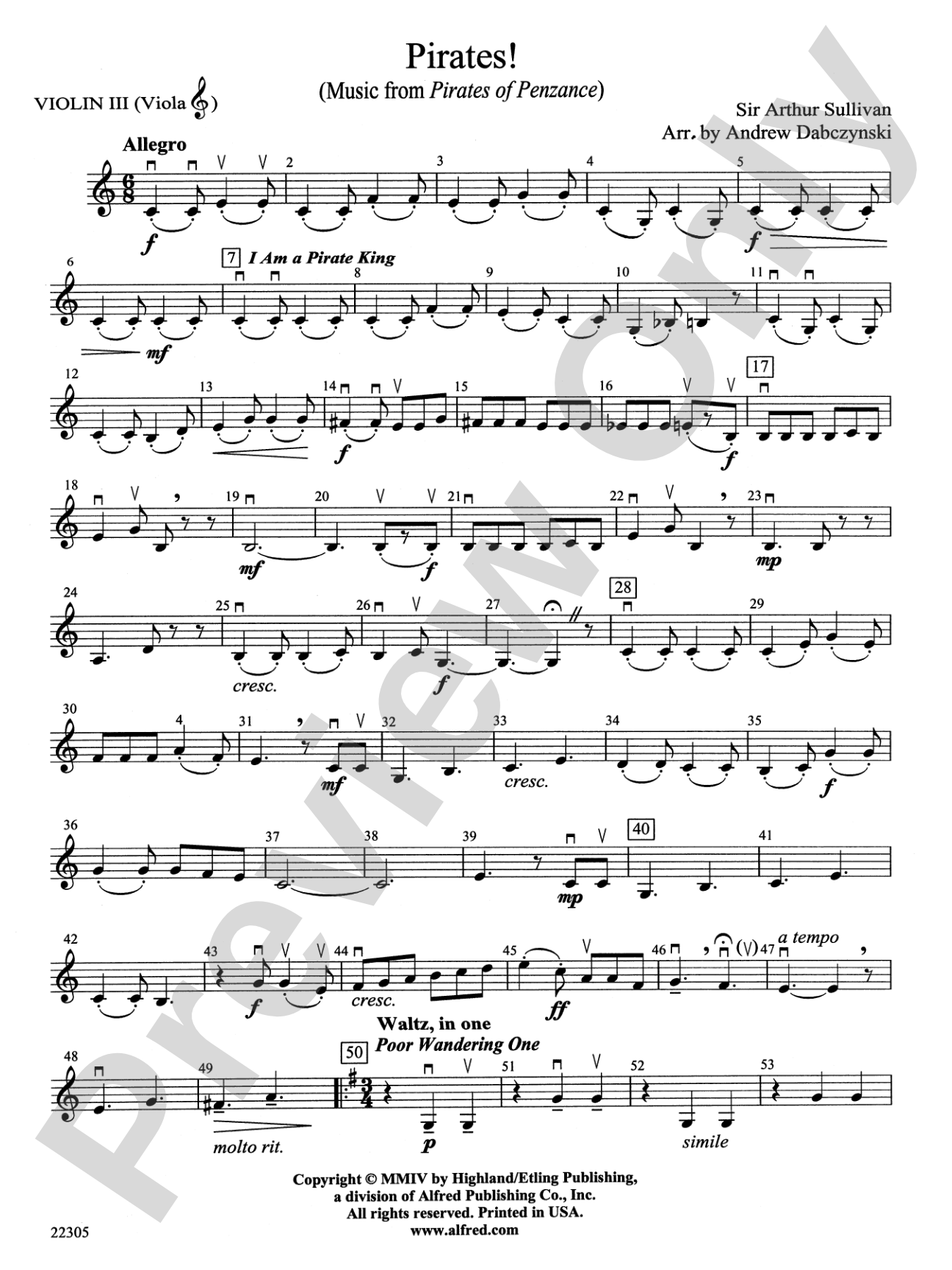 Pirates!: 3rd Violin (Viola [TC])