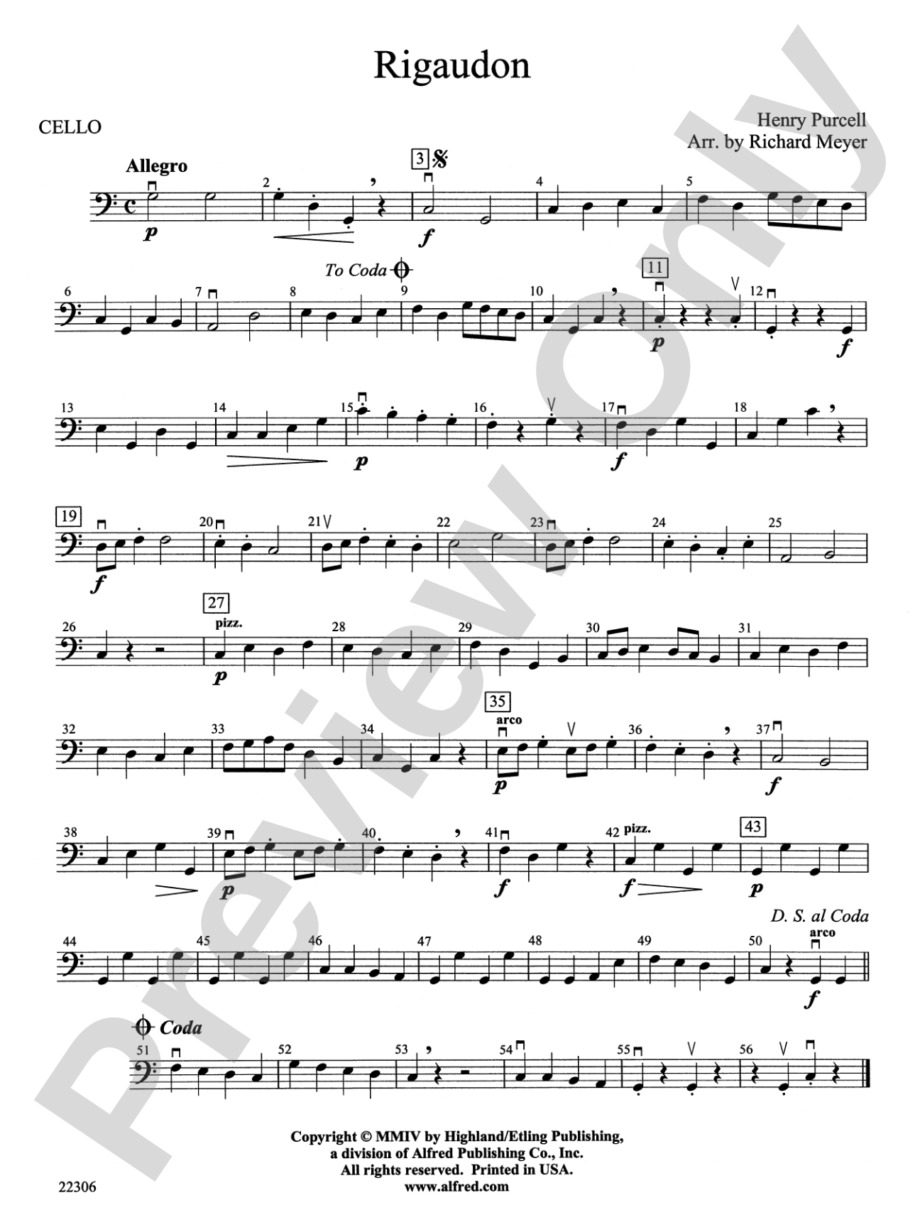 Rigaudon: Cello