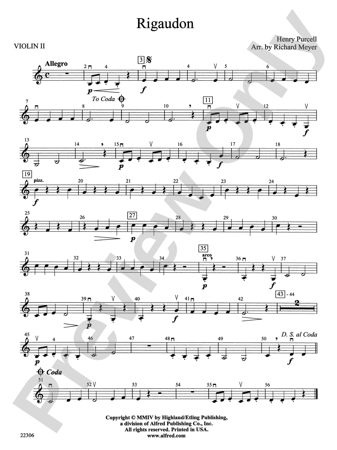 Rigaudon: 2nd Violin