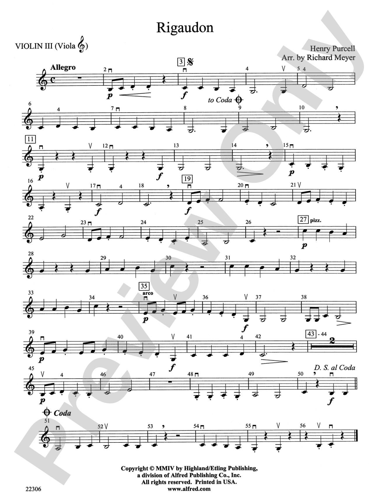 Rigaudon: 3rd Violin (Viola [TC])