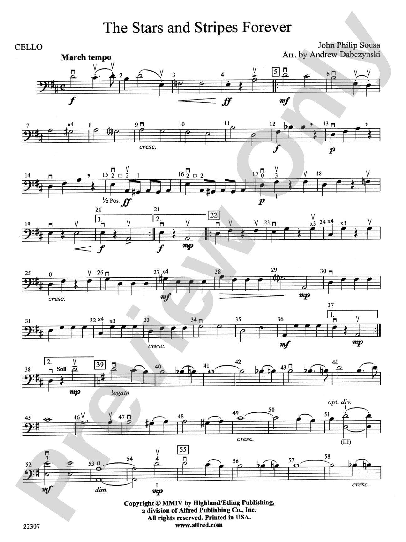 The Stars and Stripes Forever: Cello