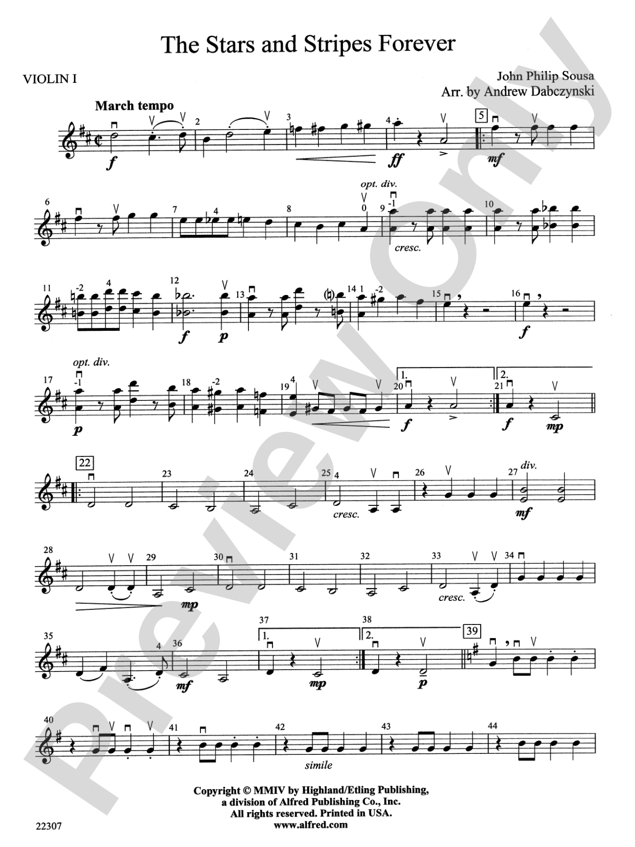 The Stars and Stripes Forever: 1st Violin