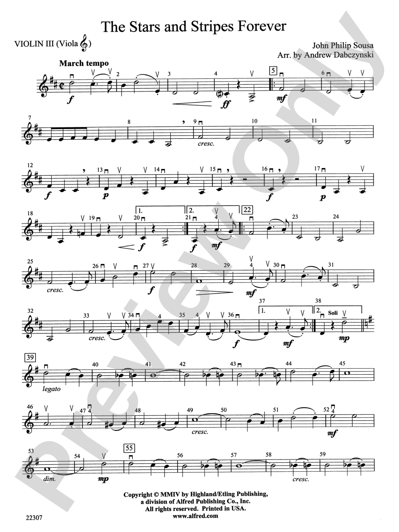 The Stars and Stripes Forever: 3rd Violin (Viola [TC])