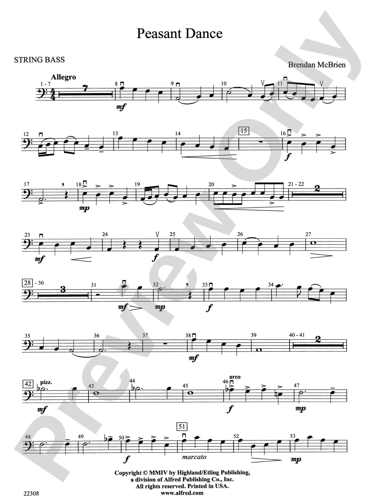 Peasant Dance: String Bass