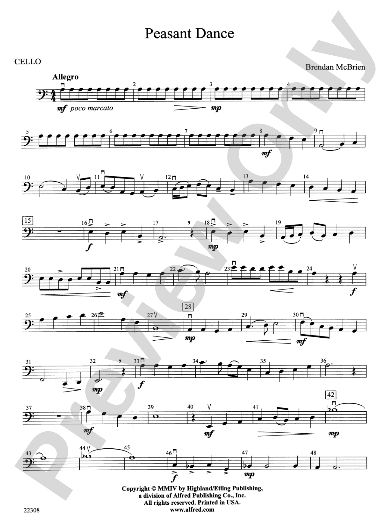 Peasant Dance: Cello