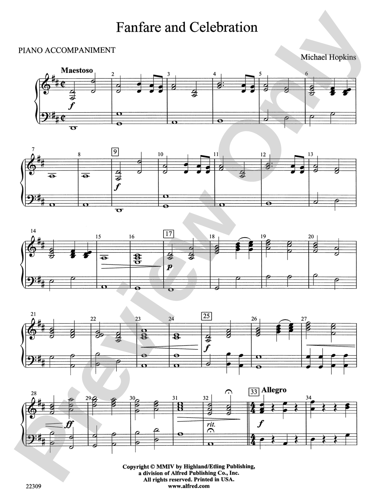 Fanfare and Celebration: Piano Accompaniment