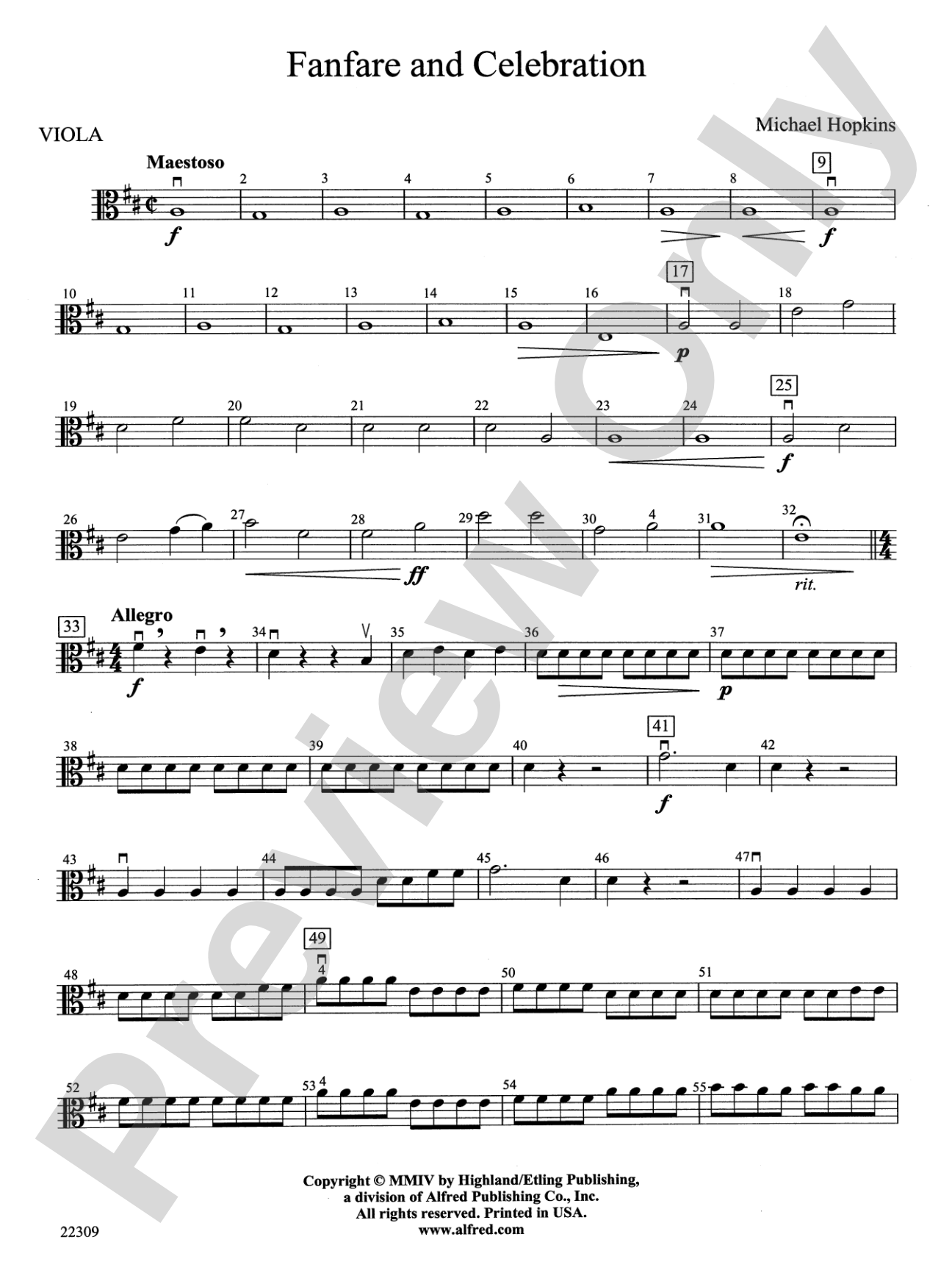 Fanfare and Celebration: Viola