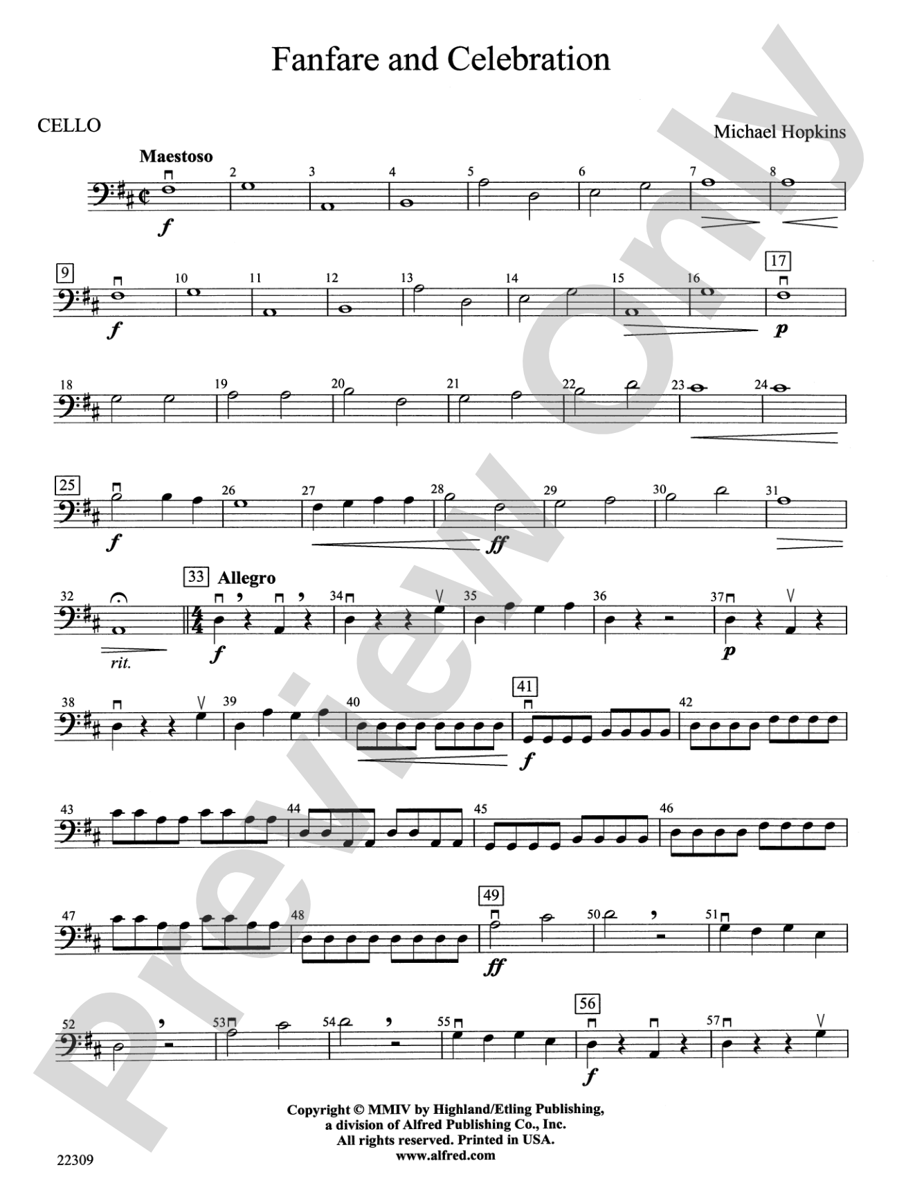 Fanfare and Celebration: Cello