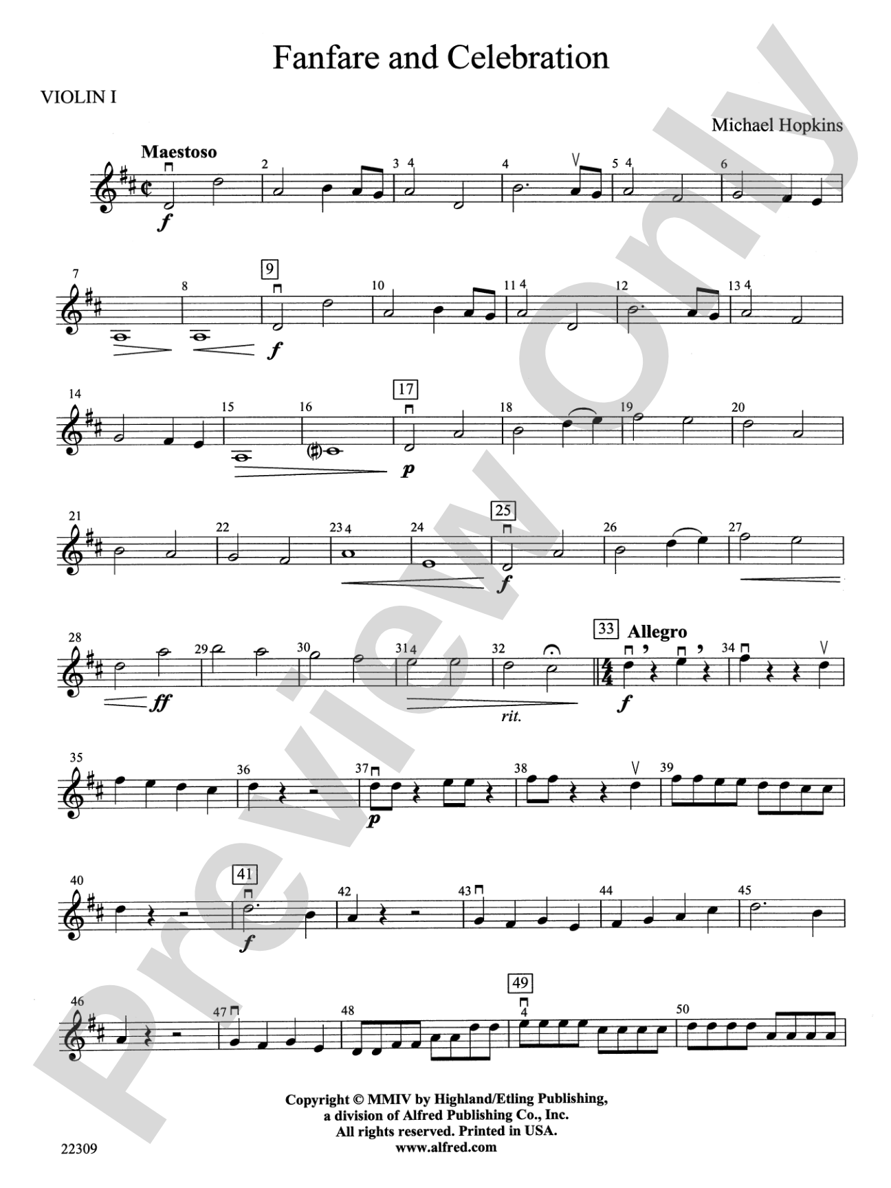 Fanfare and Celebration: 1st Violin