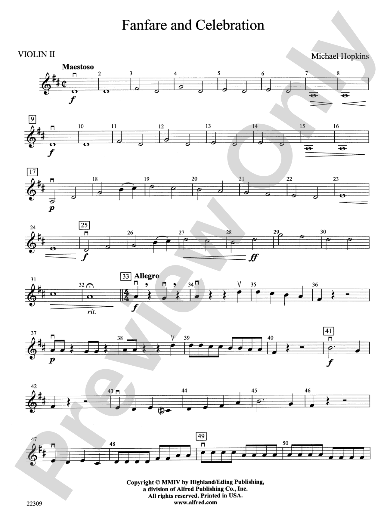 Fanfare and Celebration: 2nd Violin