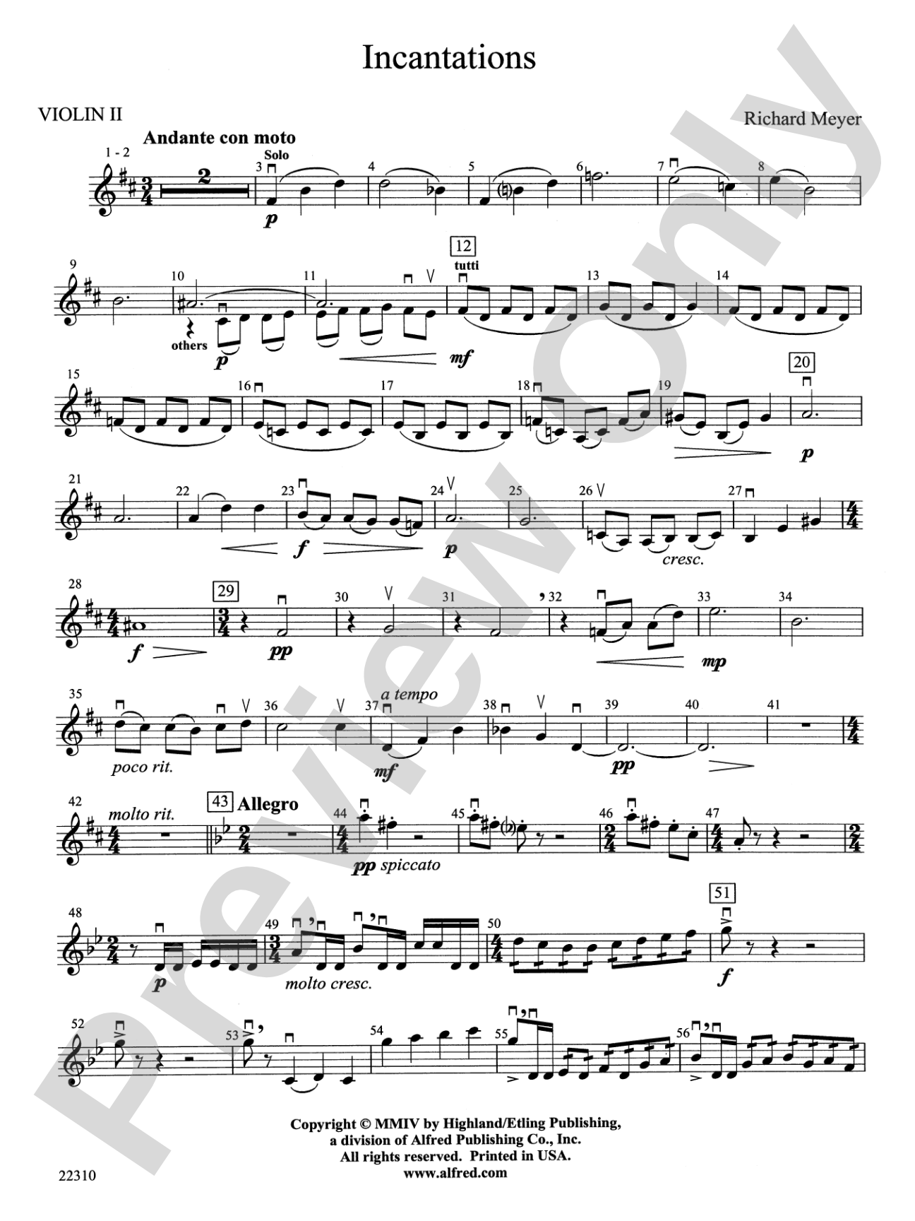 Incantations: 2nd Violin