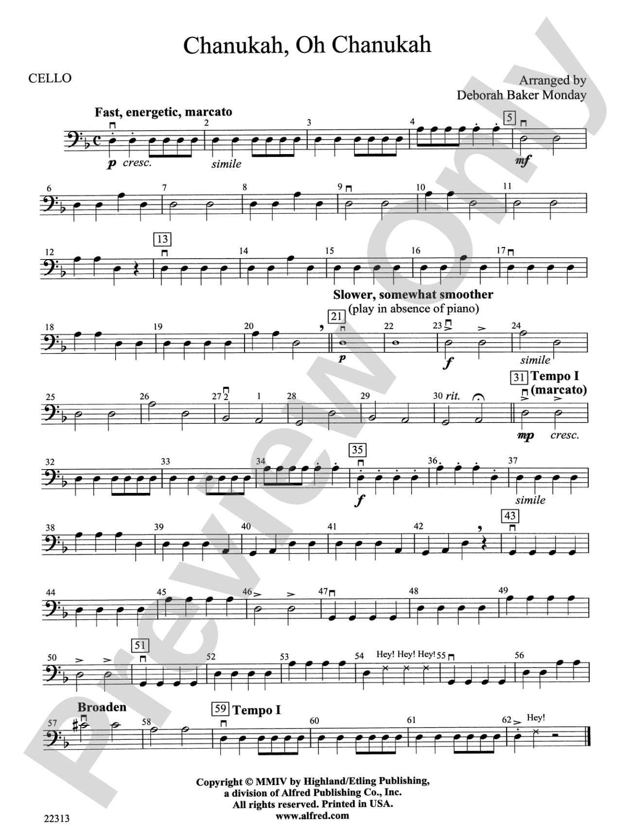 Chanuka, Oh Chanukah: Cello