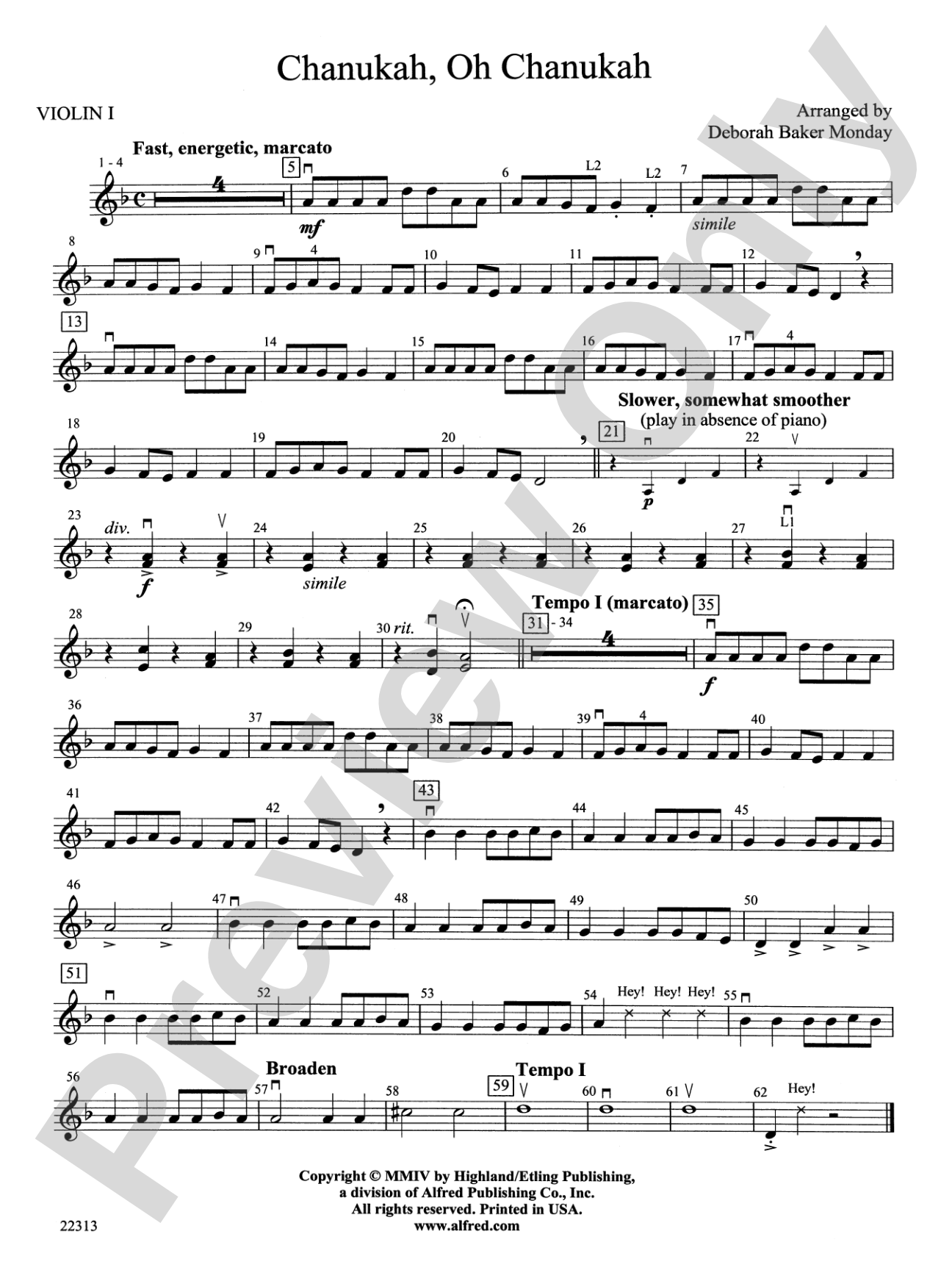 Chanuka, Oh Chanukah: 1st Violin