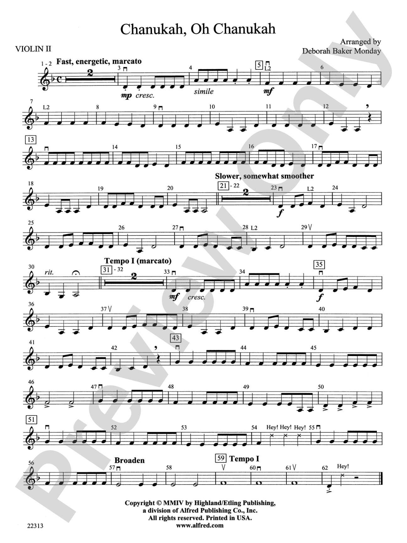 Chanuka, Oh Chanukah: 2nd Violin