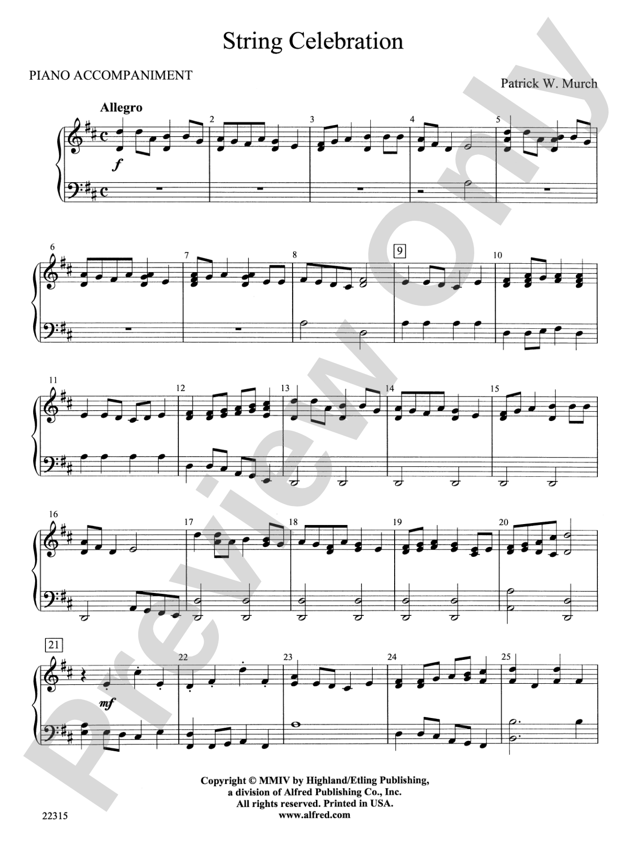 String Celebration: Piano Accompaniment