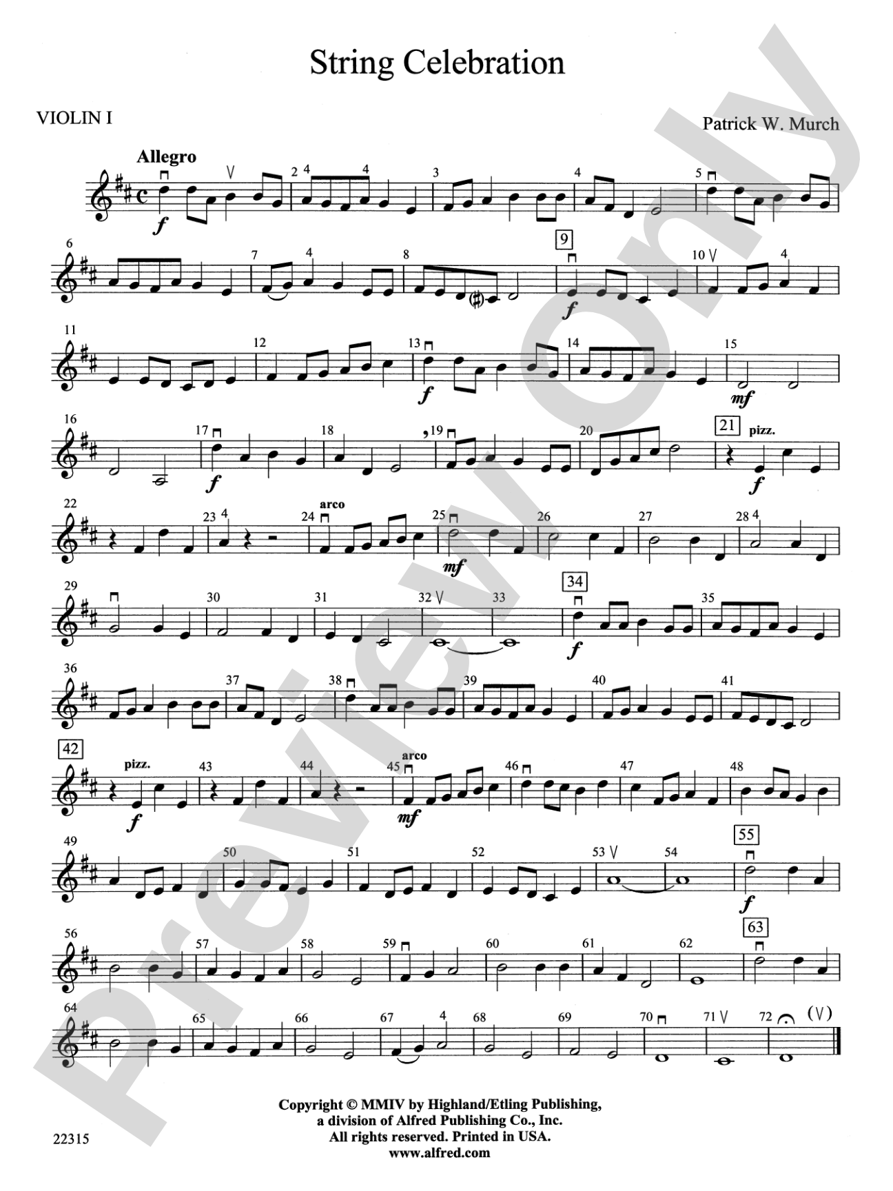 String Celebration: 1st Violin