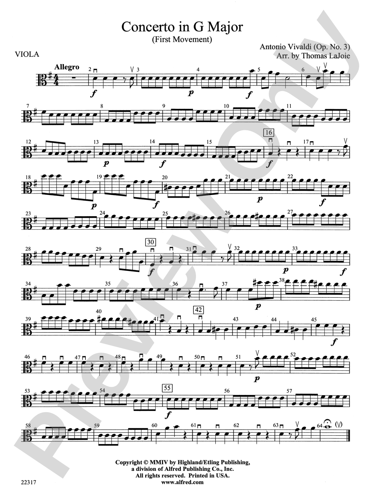 Concerto in G Major: Viola