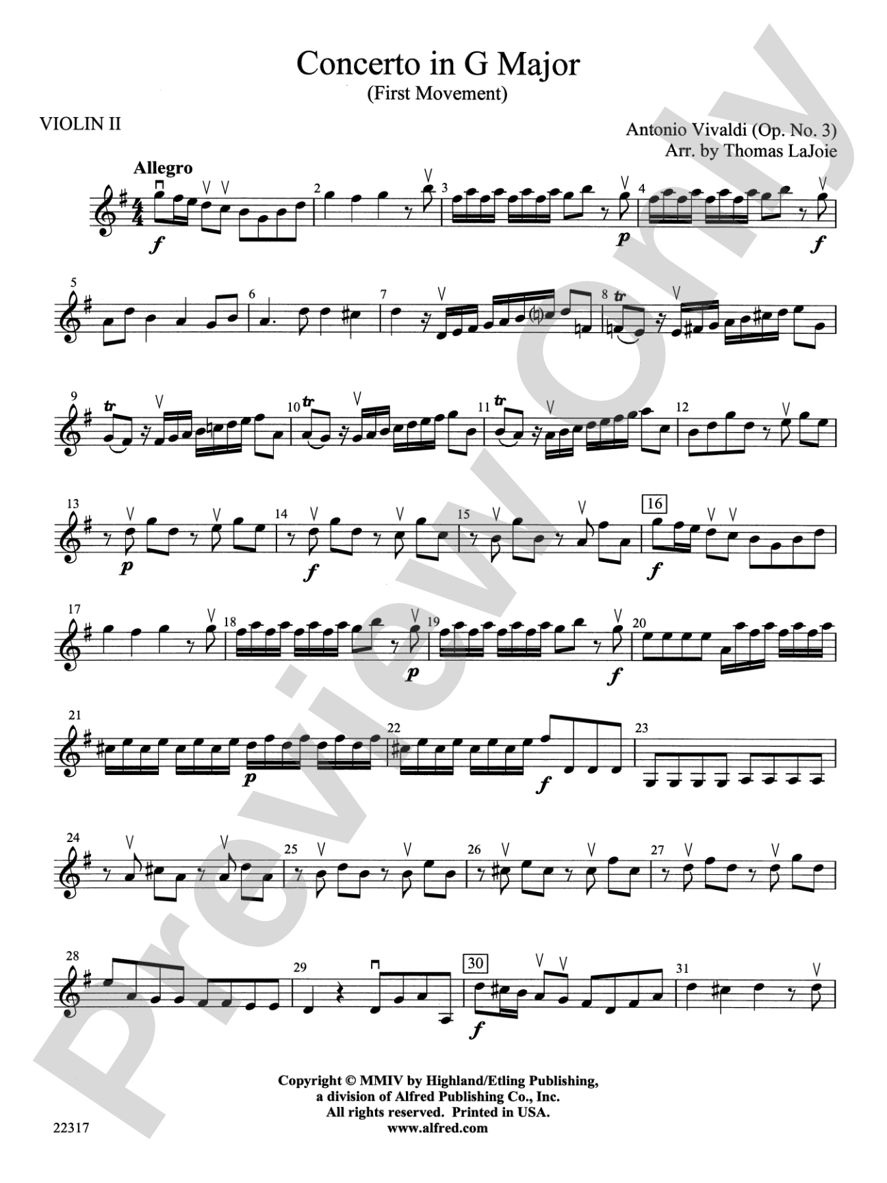 Concerto in G Major: 2nd Violin