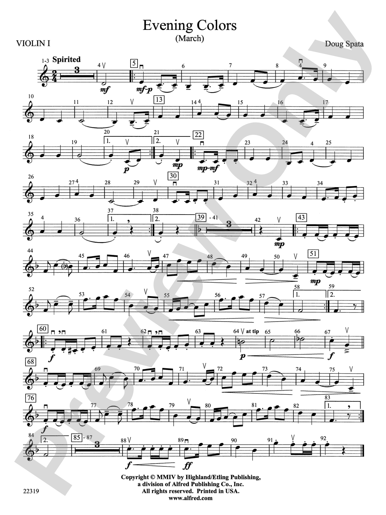 Evening Colors: 1st Violin