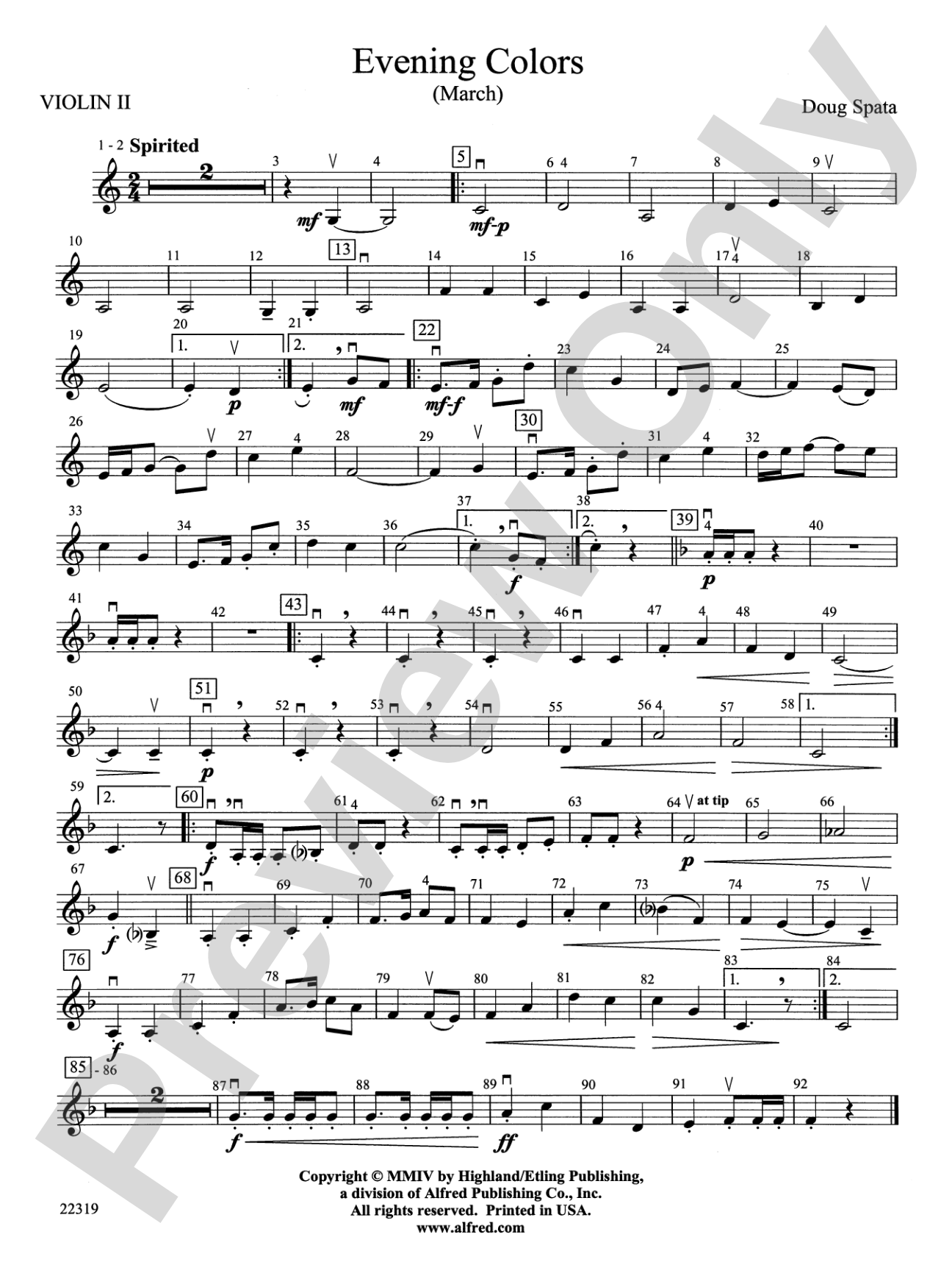 Evening Colors: 2nd Violin