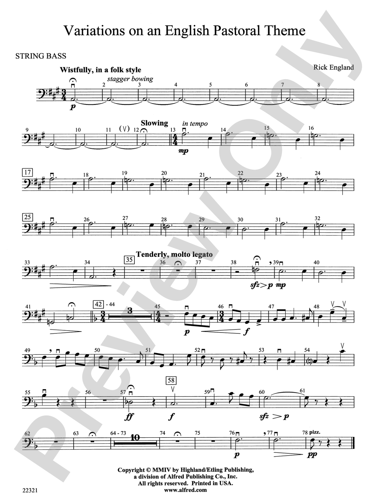 Variations on an English Pastoral Theme: String Bass