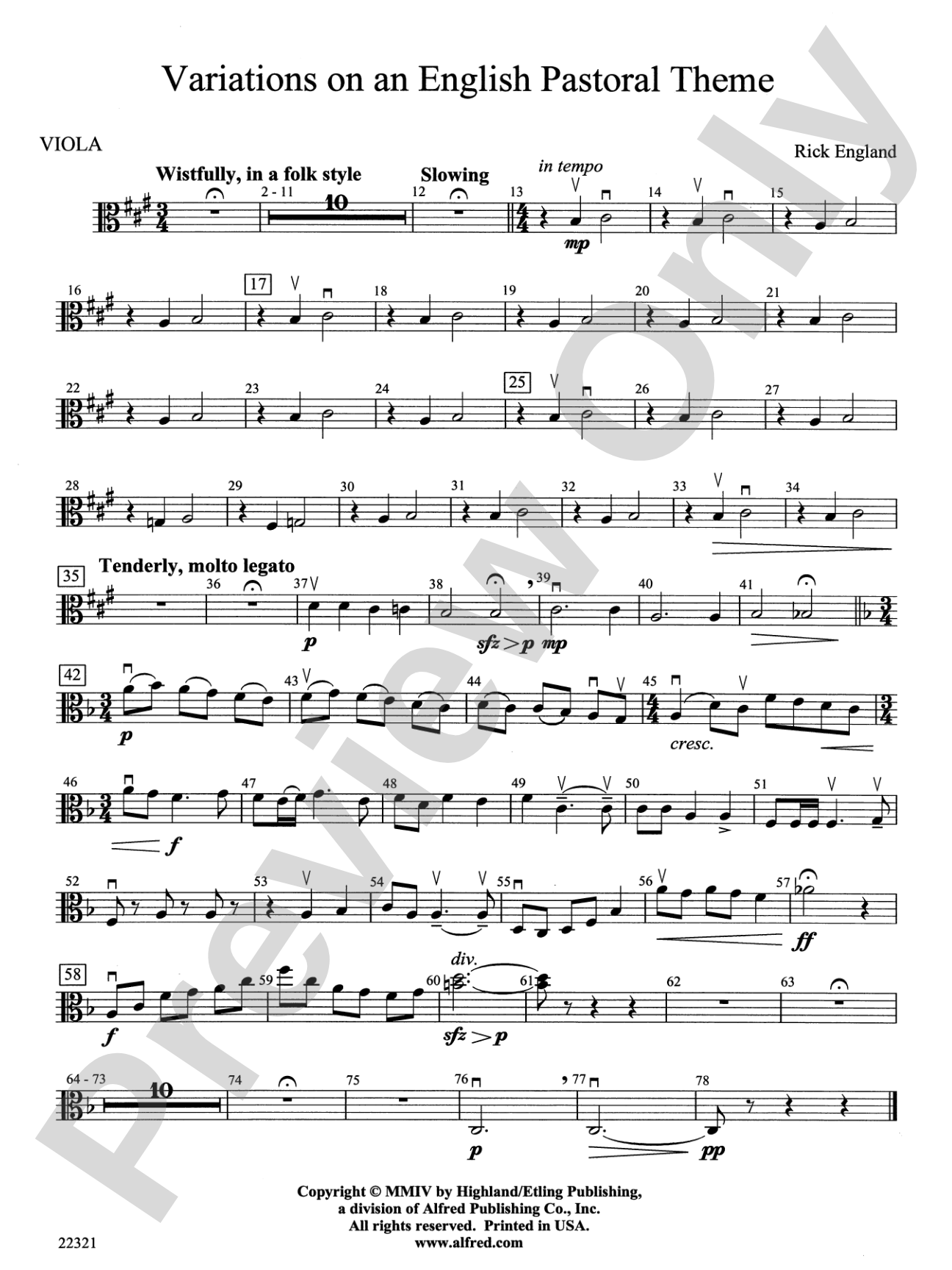 Variations on an English Pastoral Theme: Viola