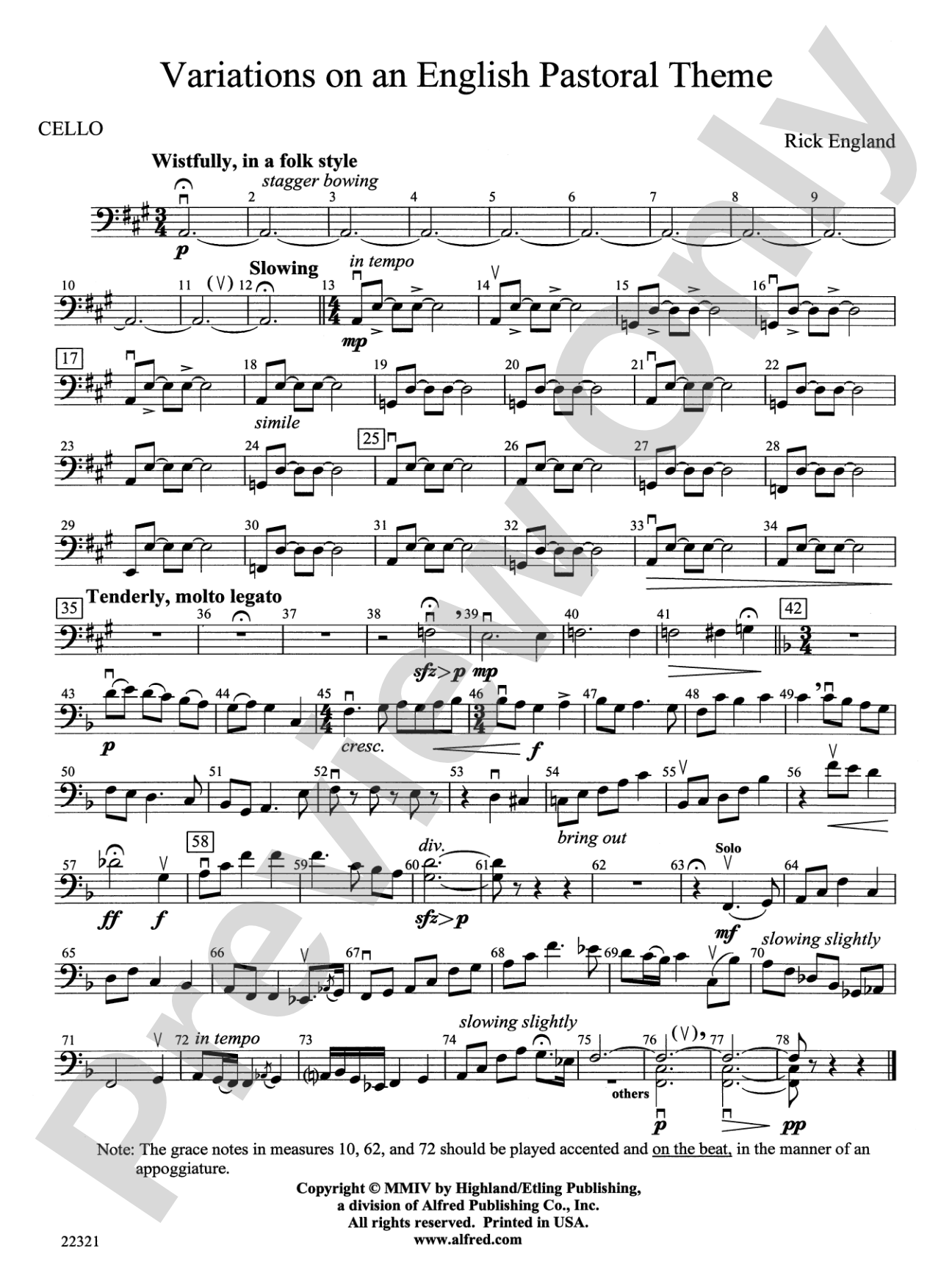 Variations on an English Pastoral Theme: Cello